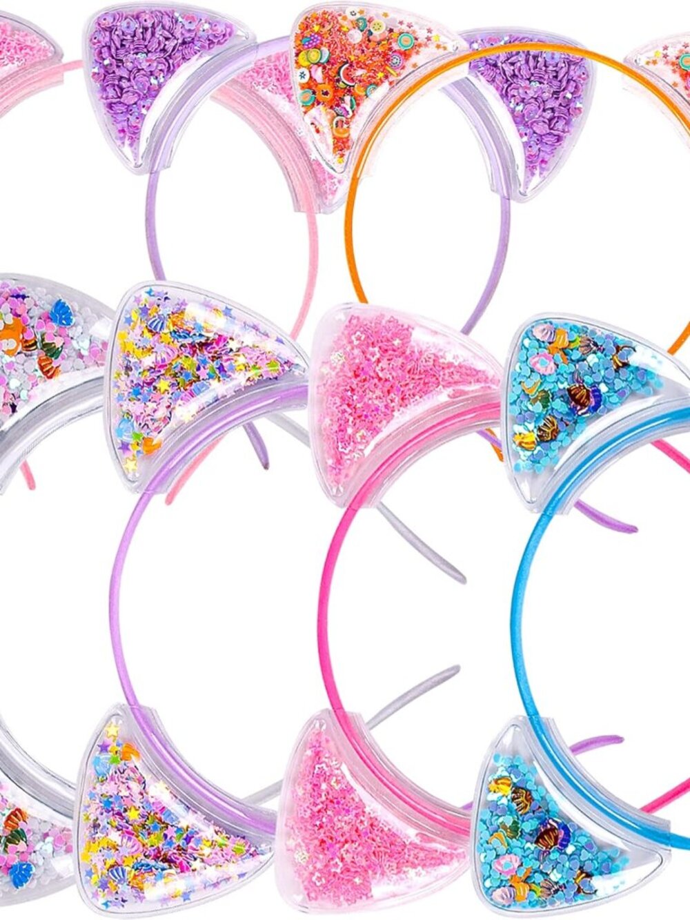 Cute Cat Ears Headbands Set for Girls Plastic Headbands for Non-slip Transparent